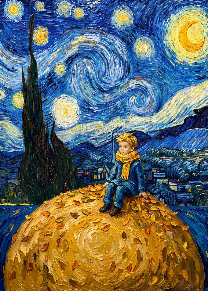 The Little Prince in Starry Night