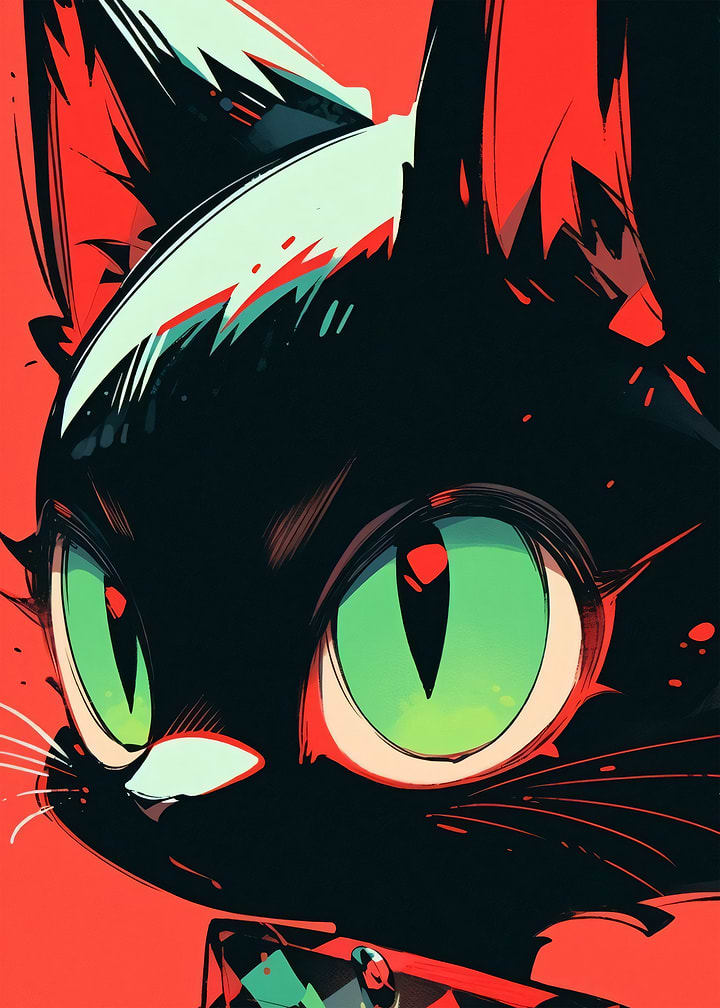 Stylized Black Cat Portrait