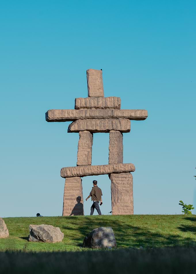 Inukshuk Sculpture in a Park