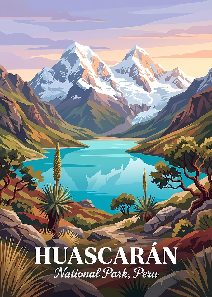 Huascarán National Park Peru Travel Poster