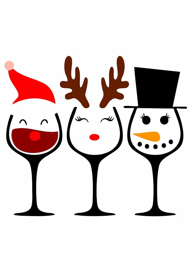 Christmas Themed Wine Glass Trio