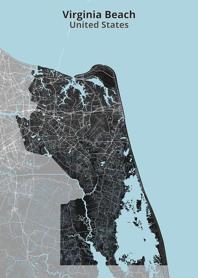 Virginia Beach City Map Poster