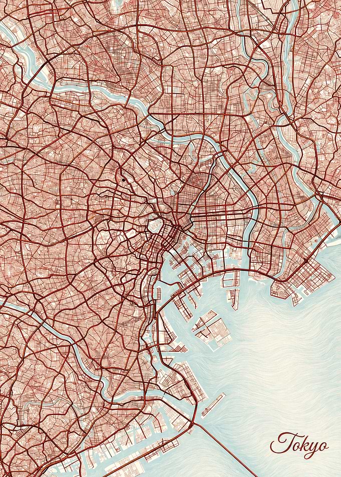 Stylized Artistic Map of Tokyo