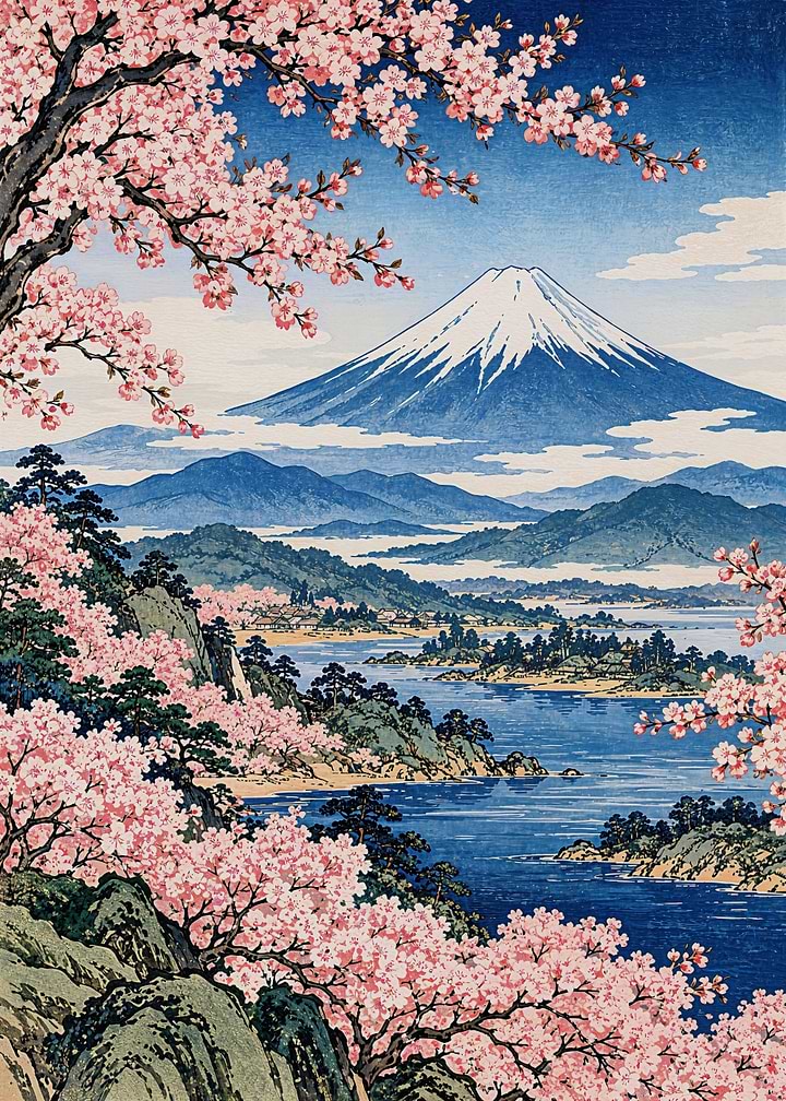 Mount Fuji with Cherry Blossoms