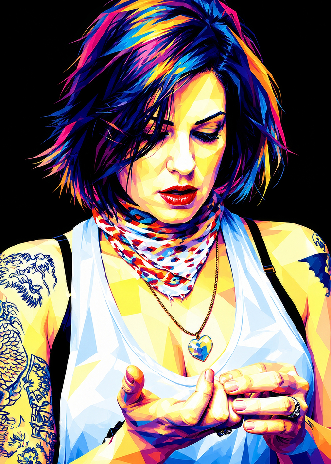 Colorful Pop Art Portrait of Woman