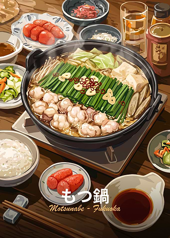 Traditional Japanese Motsunabe Hot Pot Meal