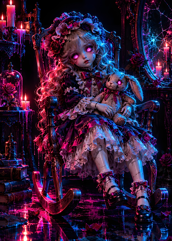 Cursed Porcelain Doll Rocking Chair Candles