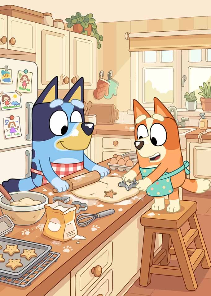 Bluey and Bingo Baking Cookies