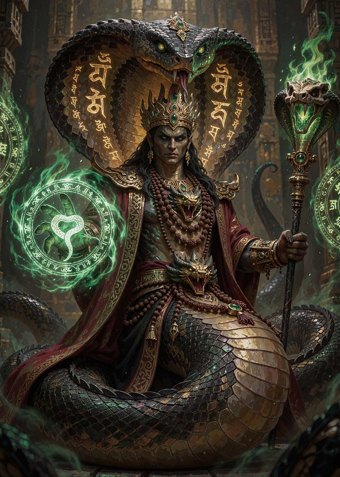 Naga King with Magical Green Aura