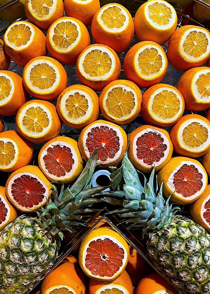 Fresh Citrus and Pineapple Fruit Display