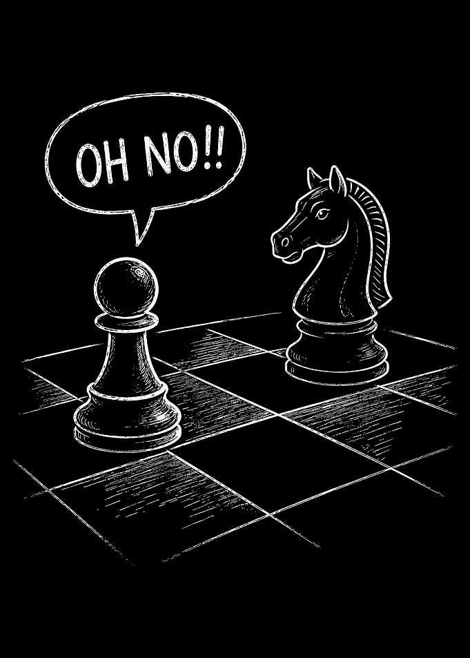 Chess Pawn Scared of Knight