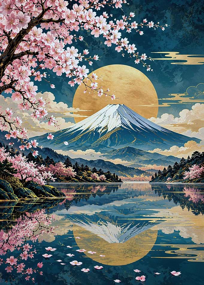 Mount Fuji and Cherry Blossoms