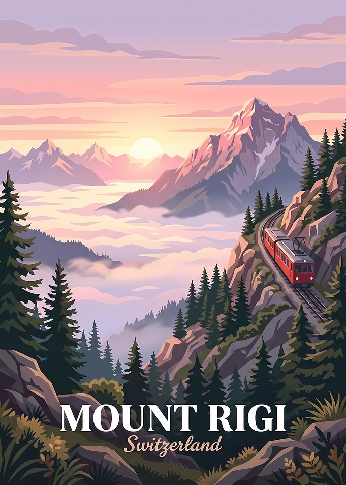 Mount Rigi Switzerland Travel Poster