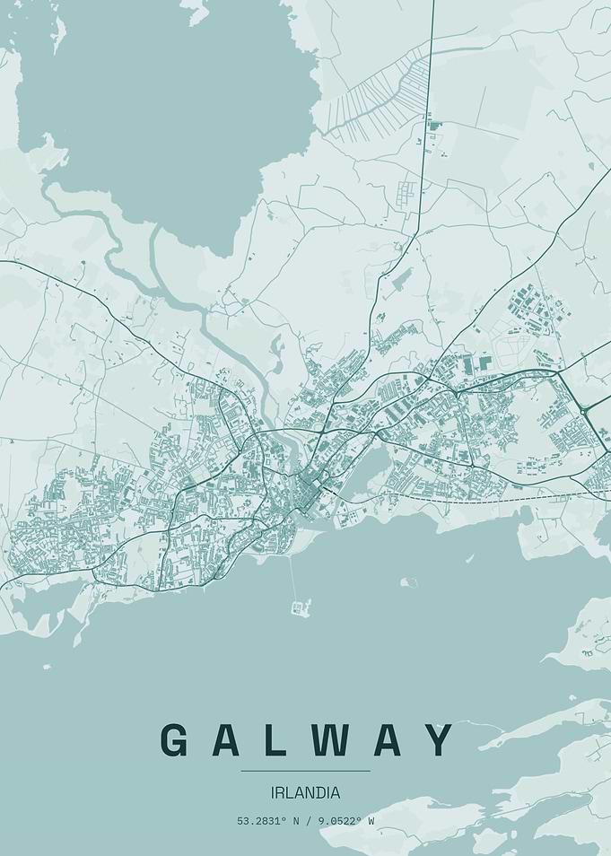 Minimalist Map of Galway Ireland