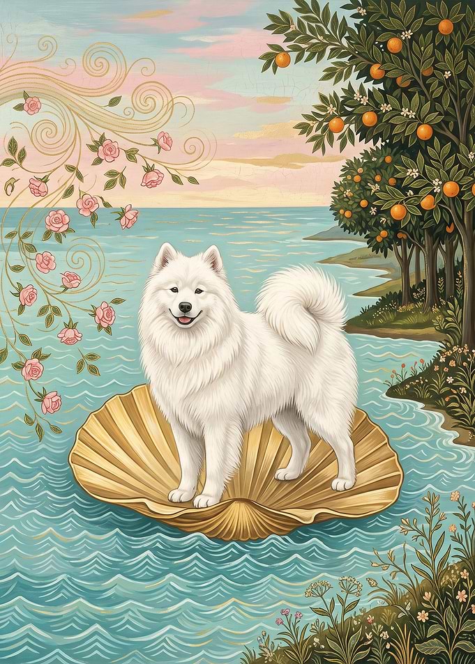 Samoyed Dog as Venus Painting