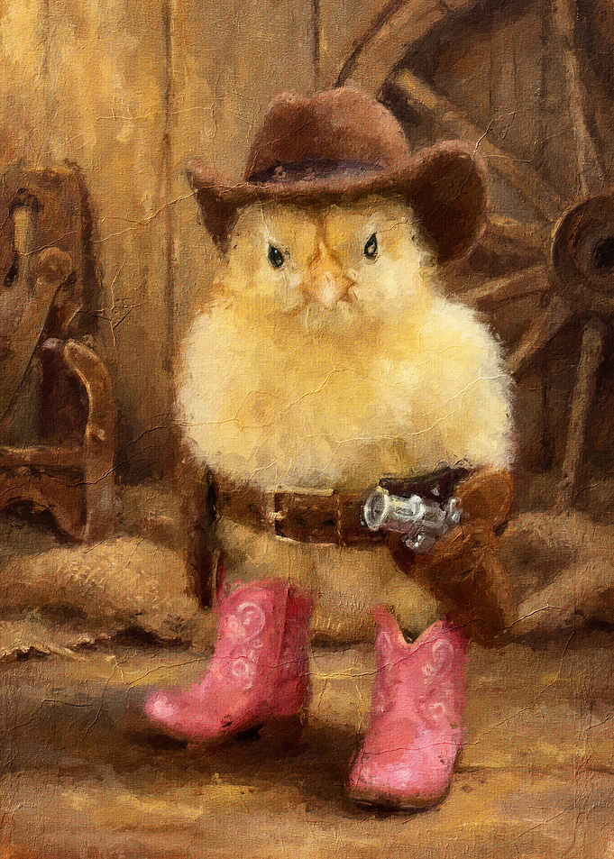 Cute Cowboy Chick in Pink Boots