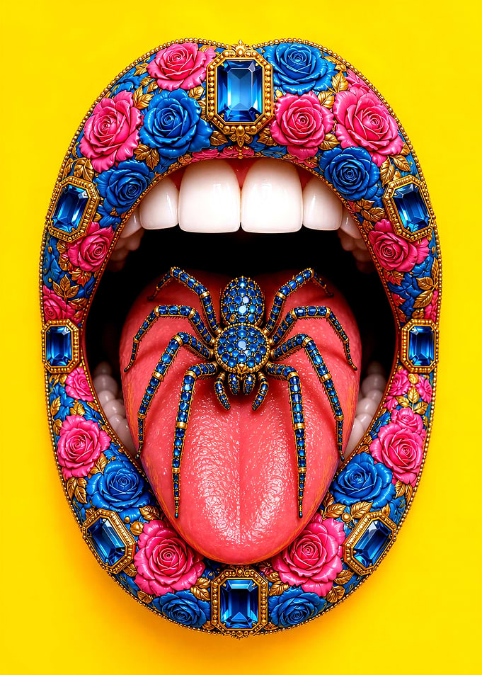 Jeweled Mouth with Spider and Roses