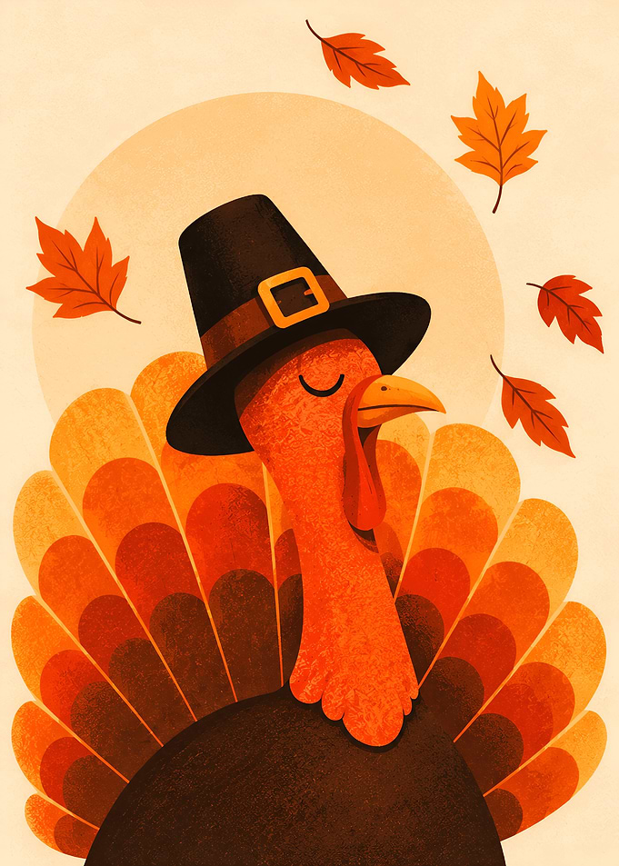 Thanksgiving Turkey in Pilgrim Hat