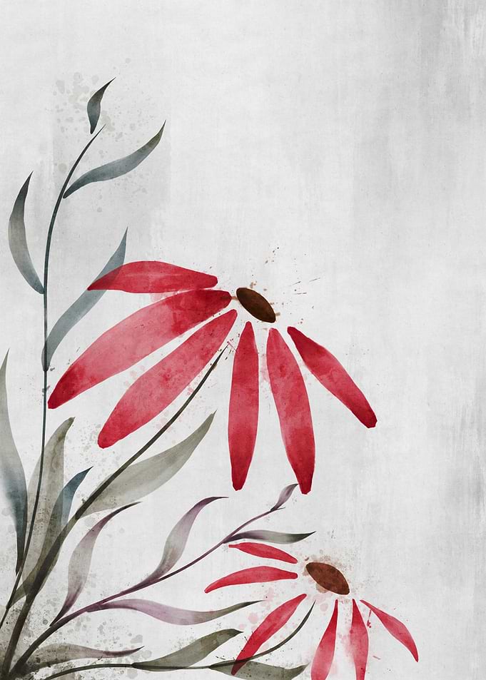 Minimalist Watercolor Flowers Art