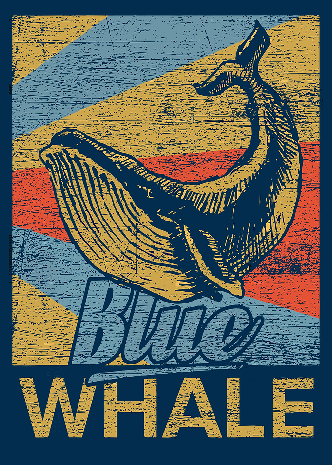 Vintage Style Blue Whale Poster