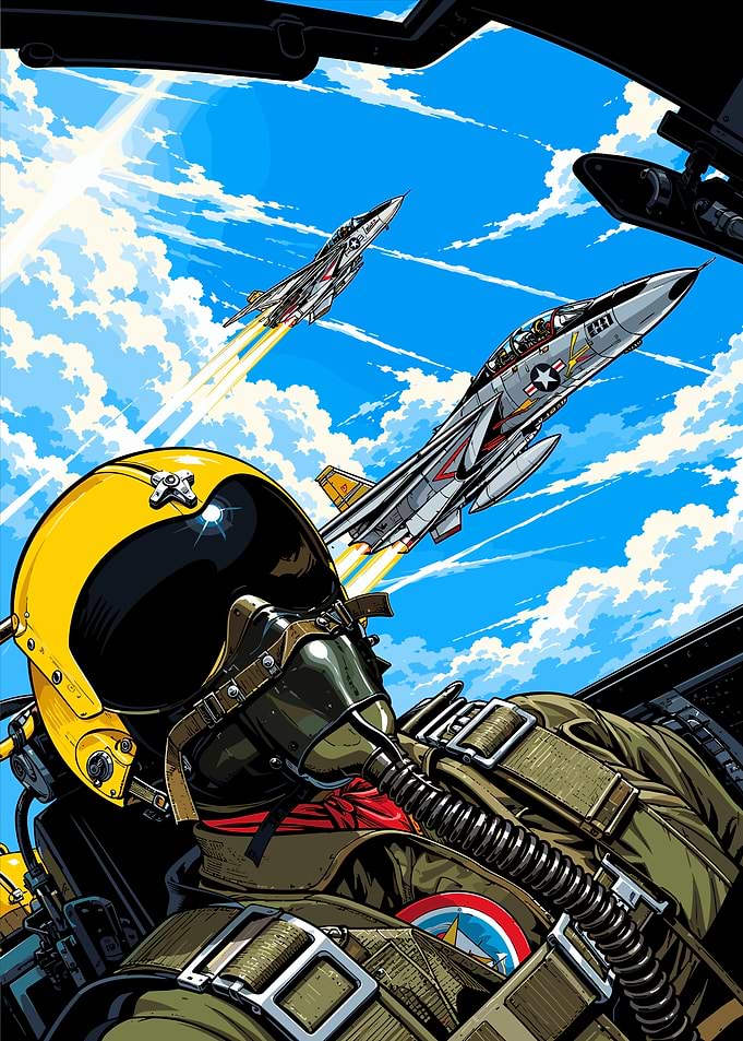 Fighter Pilot in Cockpit Art