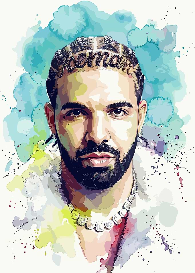Drake Watercolor Portrait Art
