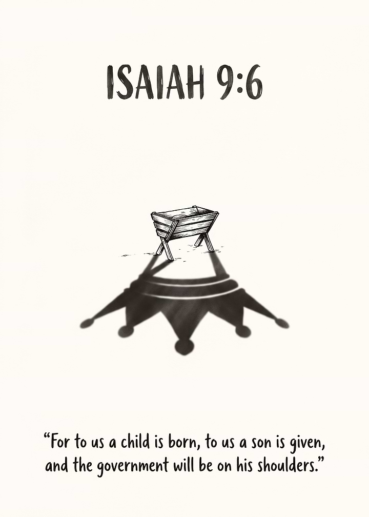 Isaiah 9:6 Manger Crown Shadow Art