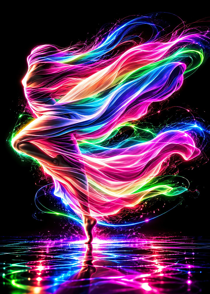 Abstract Neon Dancer in Motion