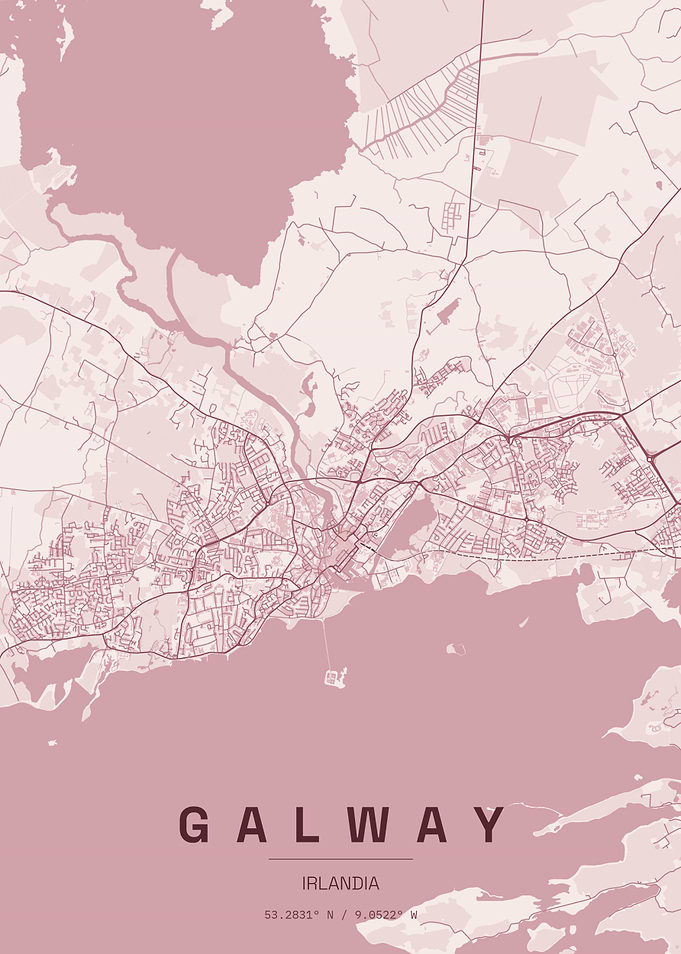 Minimalist Map of Galway, Ireland