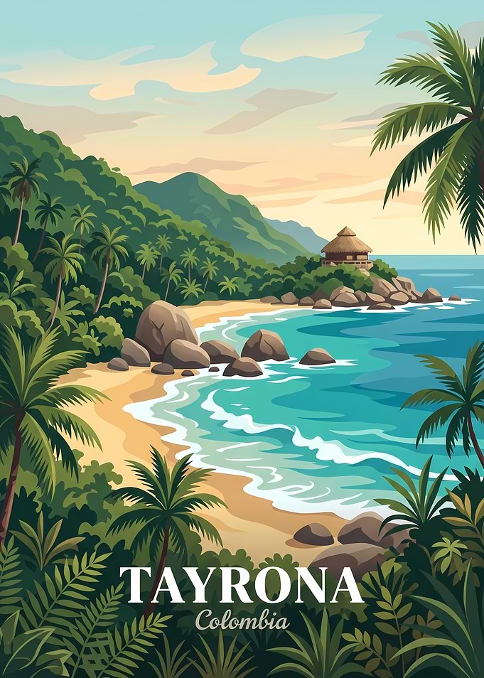 Tayrona National Park Colombia Travel Poster
