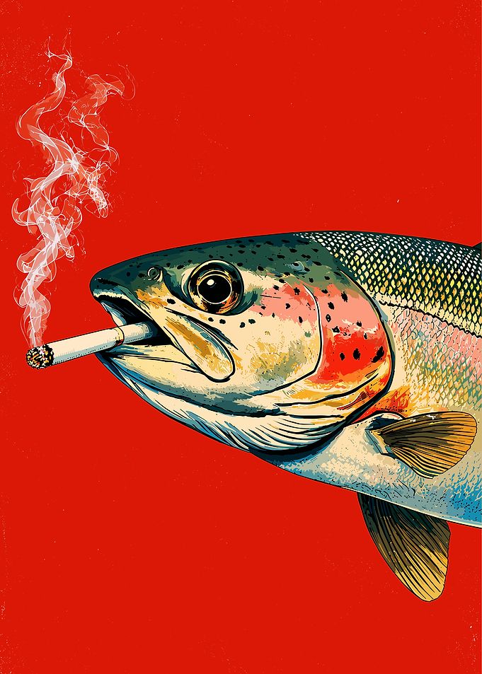 Smoking Rainbow Trout Pop Art
