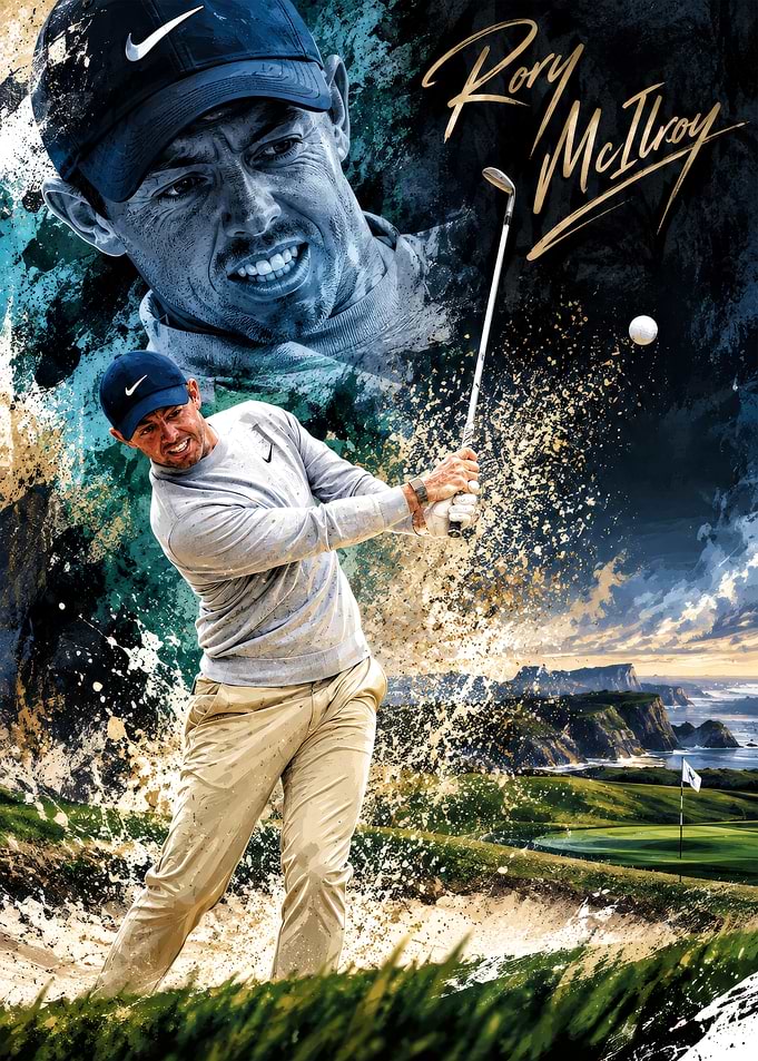 Rory McIlroy Golf Action Poster