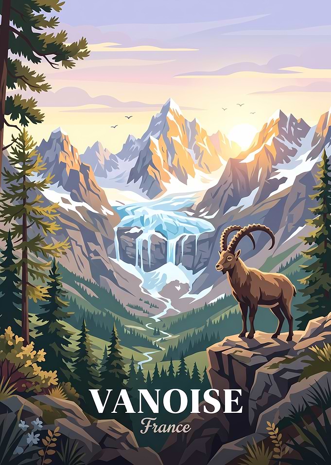 Vanoise National Park France Travel Poster