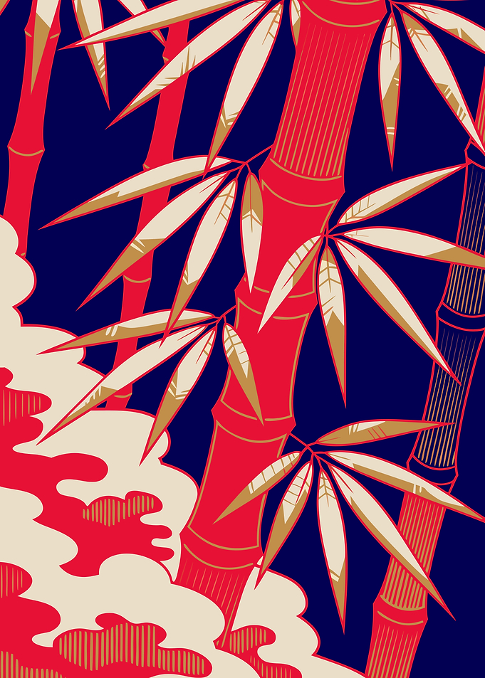 Japanese Bamboo Grove Ukiyo-e Metal Poster, No Text