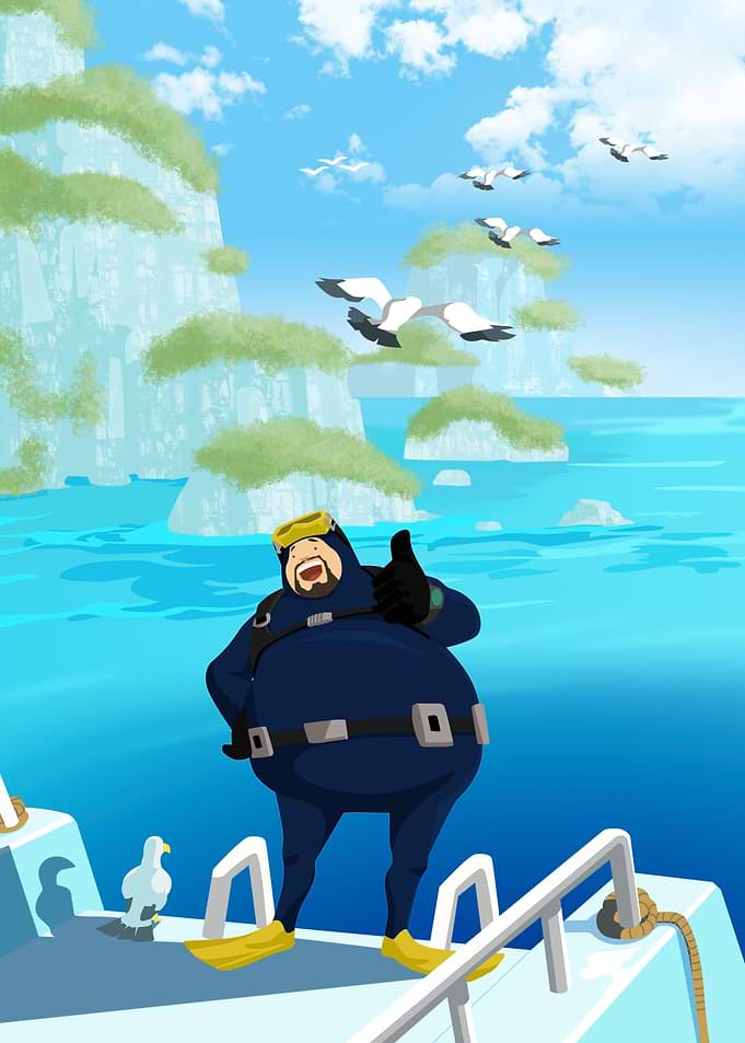 Happy Dave The Diver on Boat