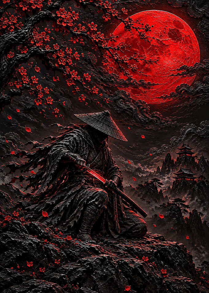 Samurai Under a Blood Red Moon