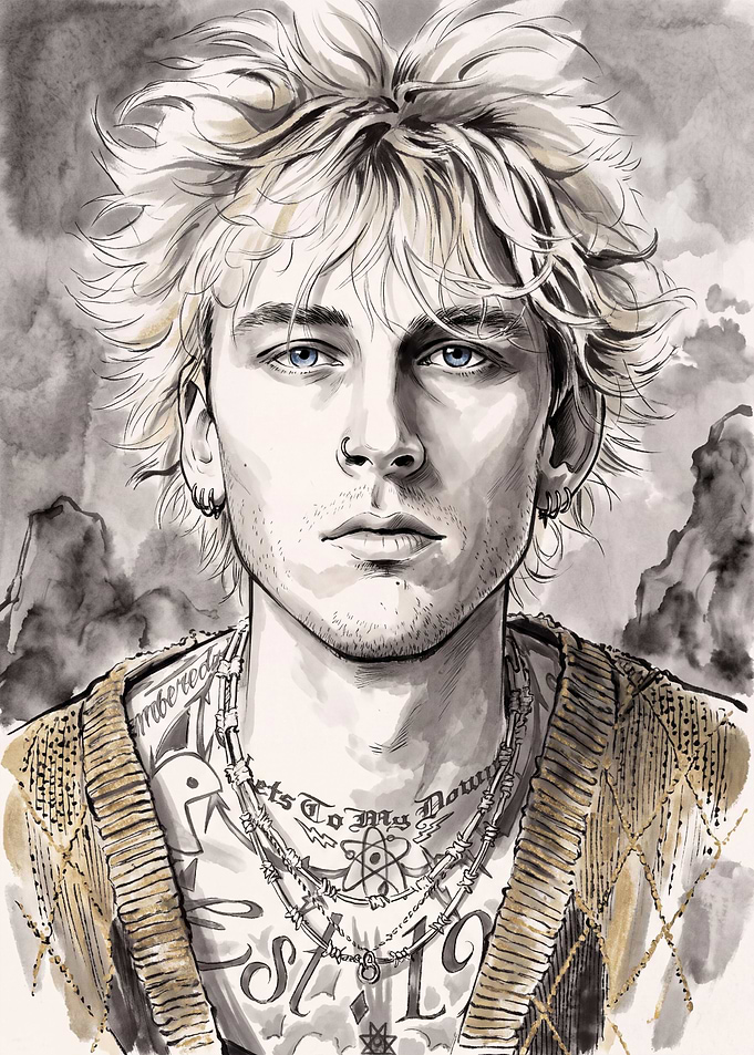Machine Gun Kelly Portrait Illustration