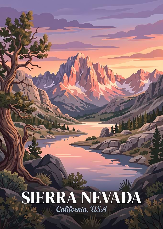 Sierra Nevada California Travel Poster