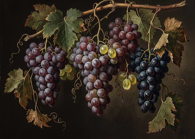 Classic Still Life Oil Painting Grapes