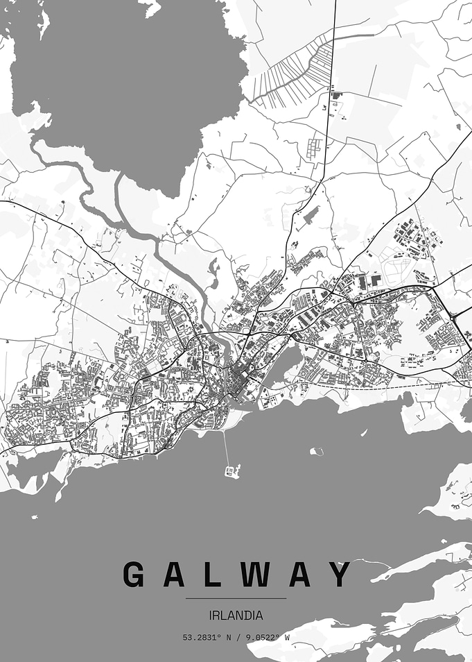 Minimalist Map of Galway Ireland
