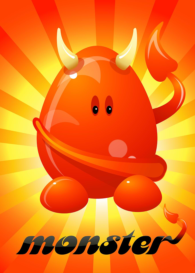 Monster - Cute Orange Devil Monster Illustration