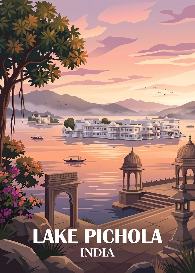 Lake Pichola Udaipur Travel Poster