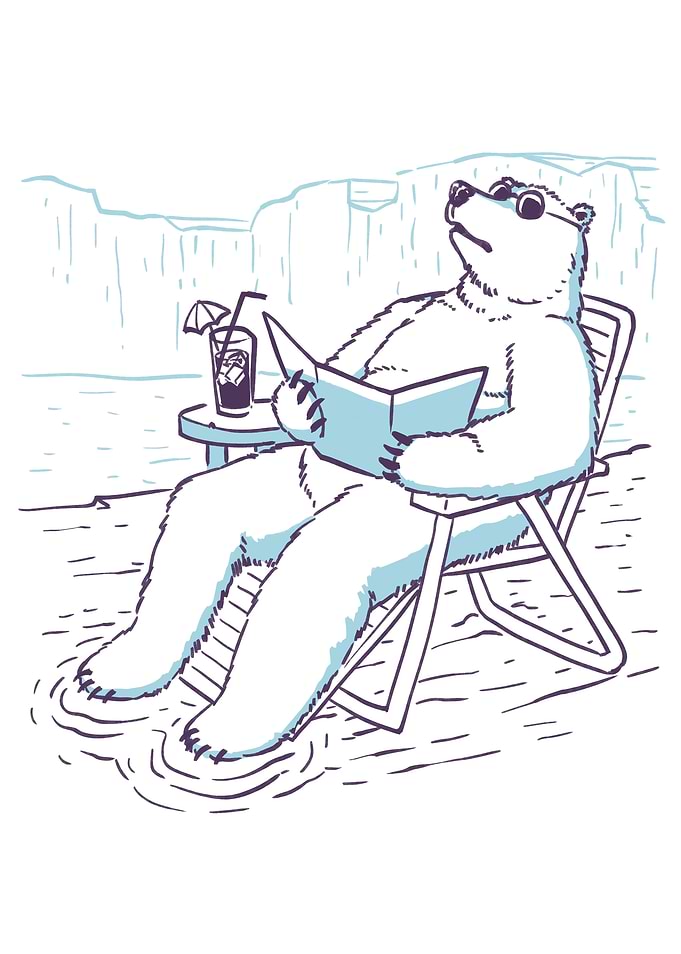 Relaxing Polar Bear Reading Book