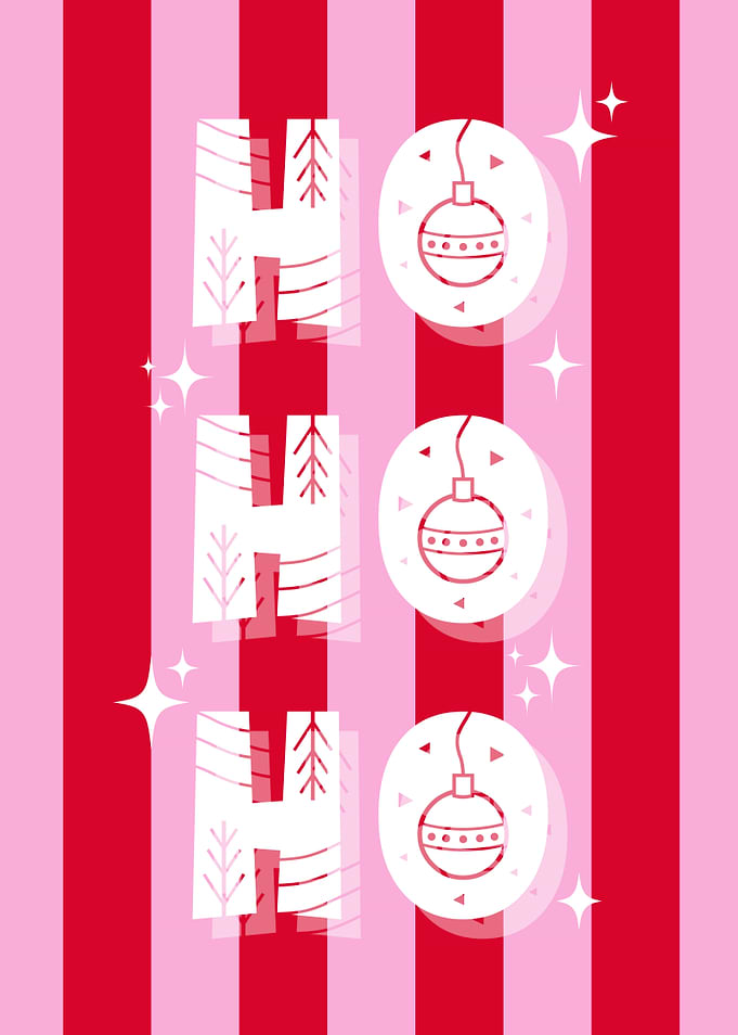 Pink and Red Ho Ho Ho Christmas Poster