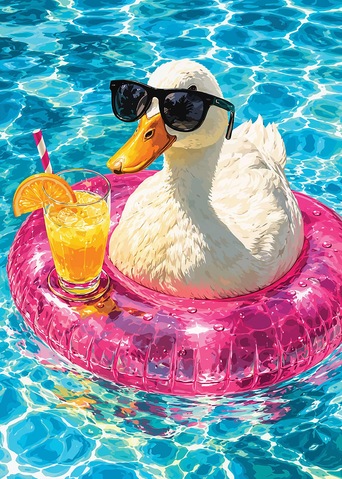 Cool Duck Relaxing in Pool