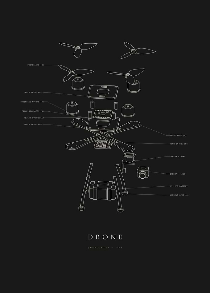 Drone - Exploded Technical Study · Drone Teardown Blueprint