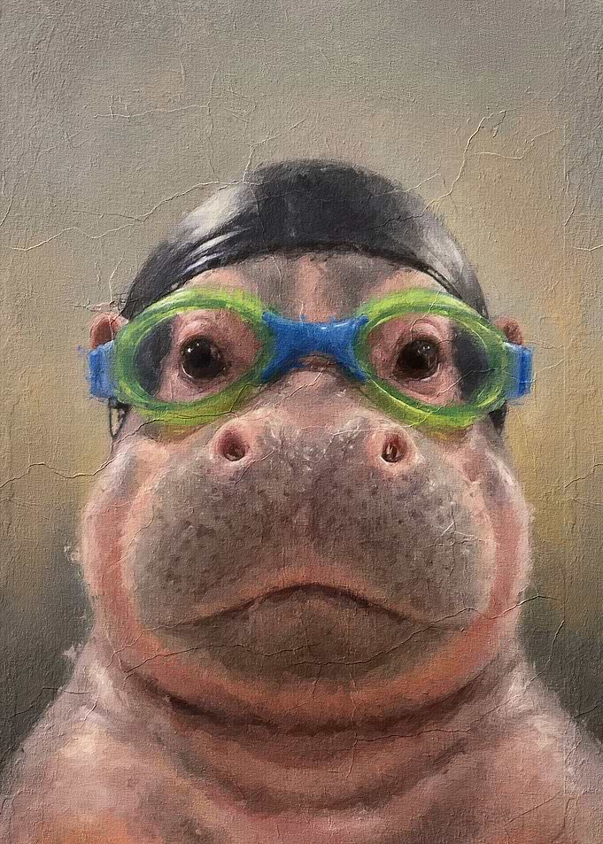 Cute Hippo Wearing Swimming Gear