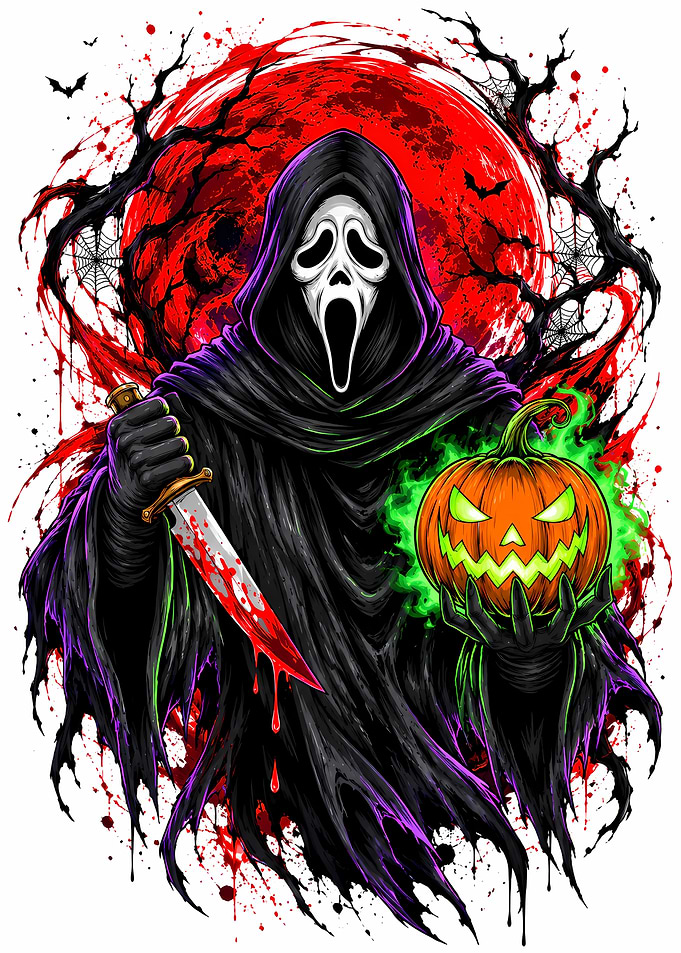 Ghostface with Jack-o'-lantern Halloween Art