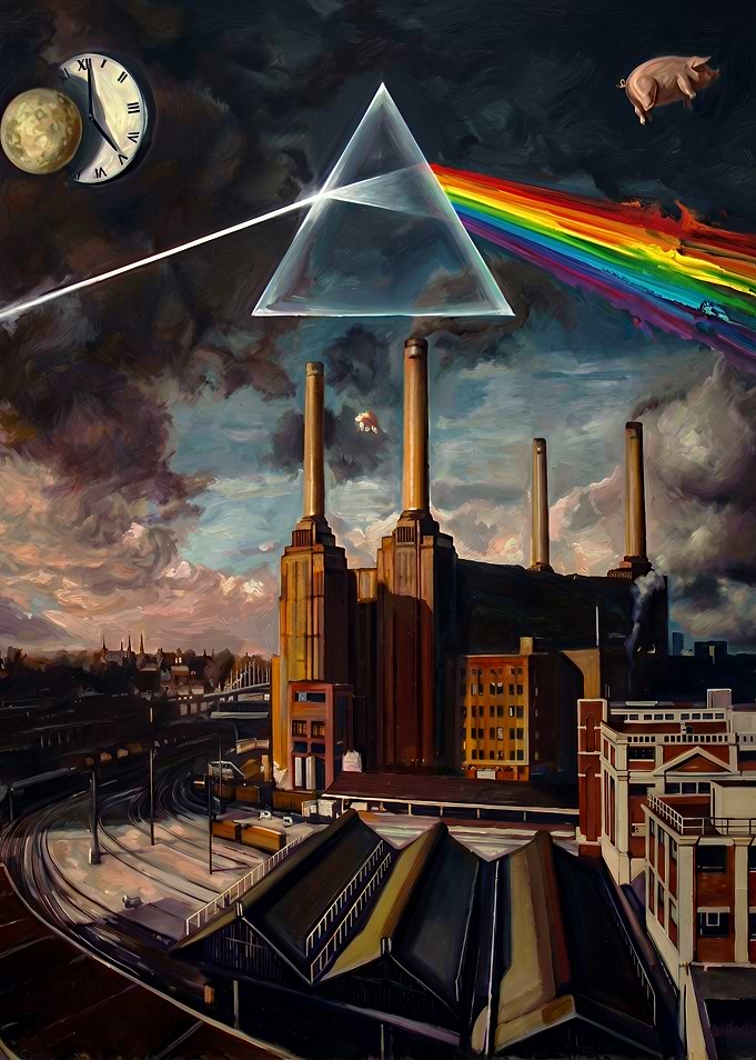 Pink Floyd Themed Industrial Landscape Art