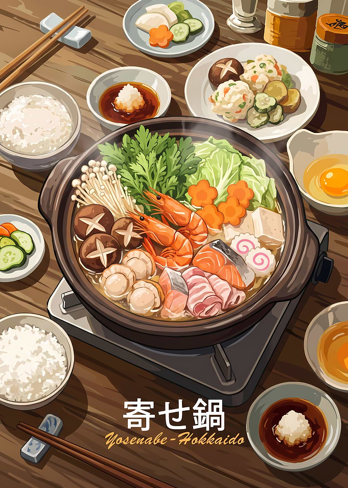 Traditional Japanese Yosenabe Hot Pot Meal